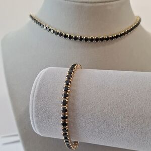 Black Onyx tennis bracelet and necklace Set 4mm
